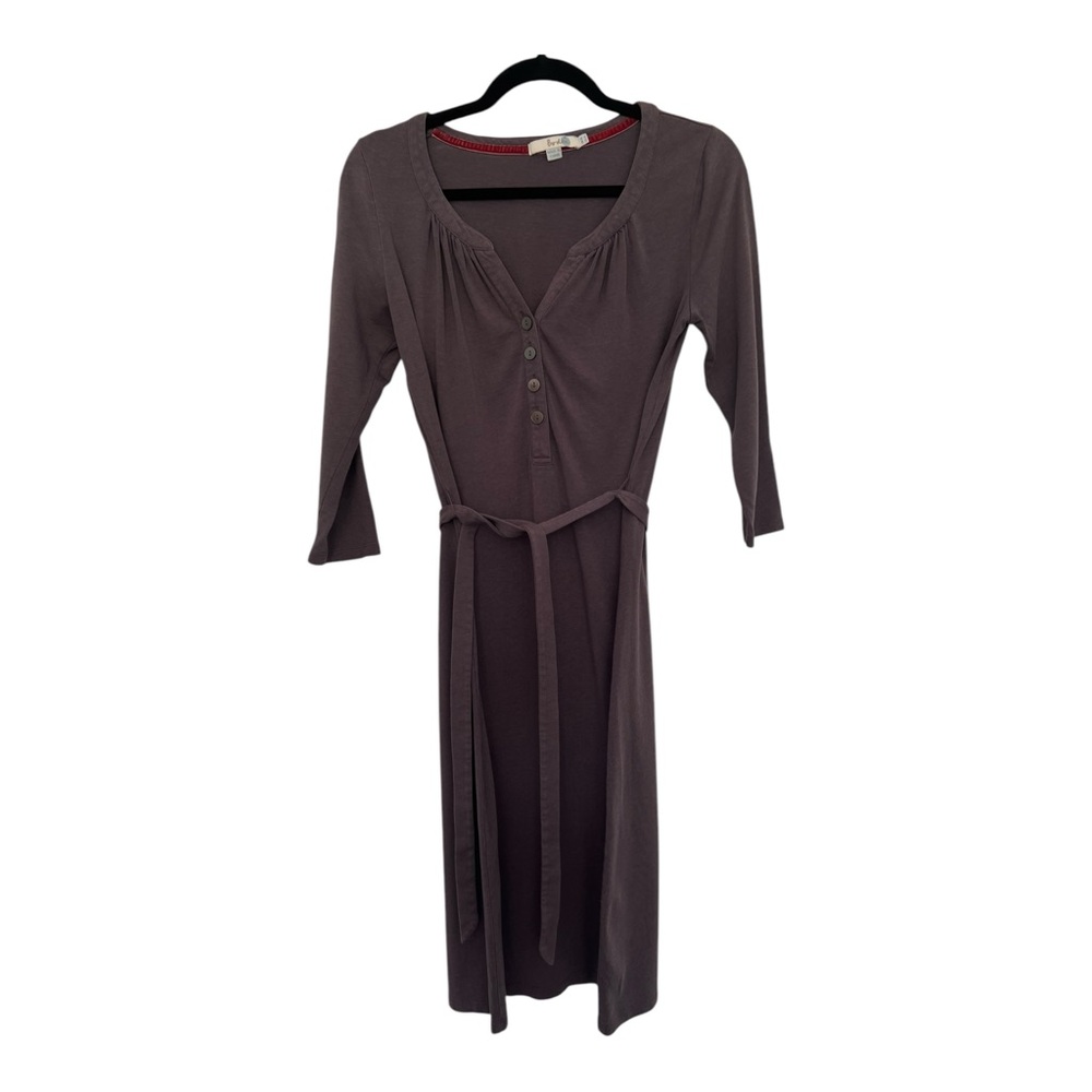 Boden Gray Cotton Casual 3/4 Sleeve Scoop Neck Dress